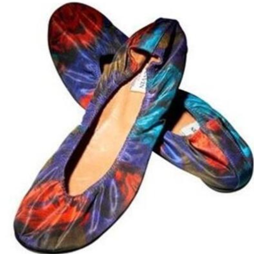 Lanvin Floral Print Satin Ballerina Ballet Flat Shoes